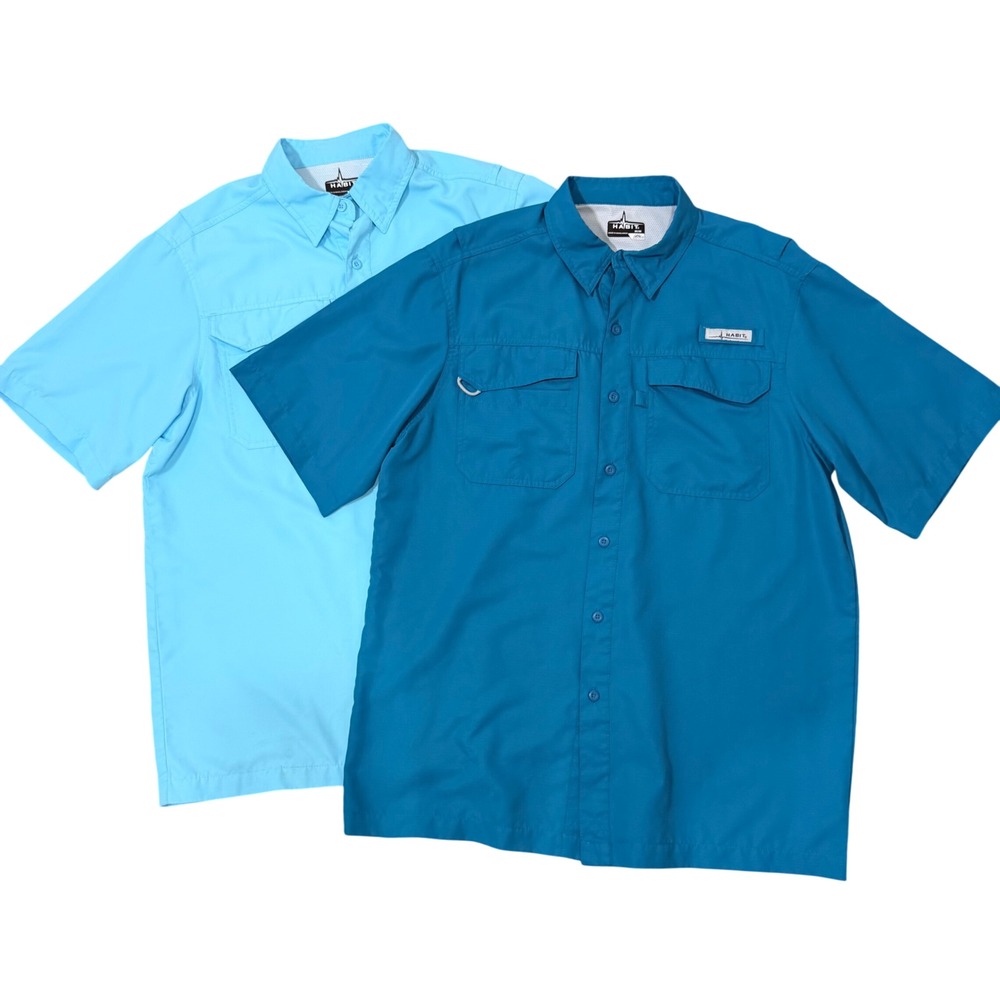 Habit Vented Short Sleeved Lightweight Fishing Shirts (M) BUNDLE OF 2 UPF 40 Men